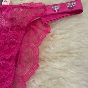 New Victoria Secret Dream Angel Panty heart Bling Shine Strap lace Valentine NWT